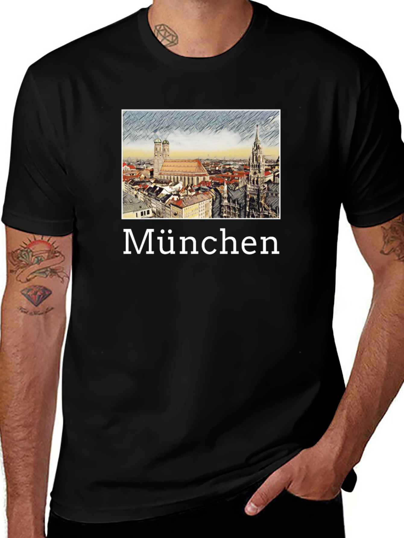 Munich Cityscape T-Shirt - Black