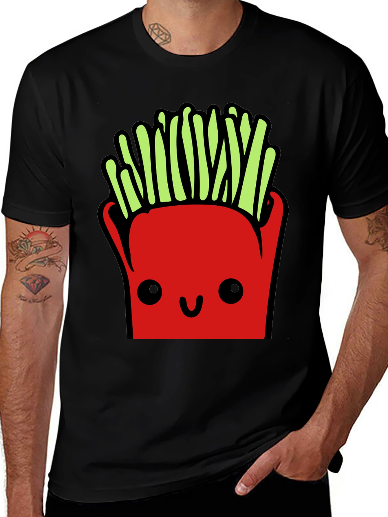 Variant 22 of Funny French Fries Graphic Tee - Black