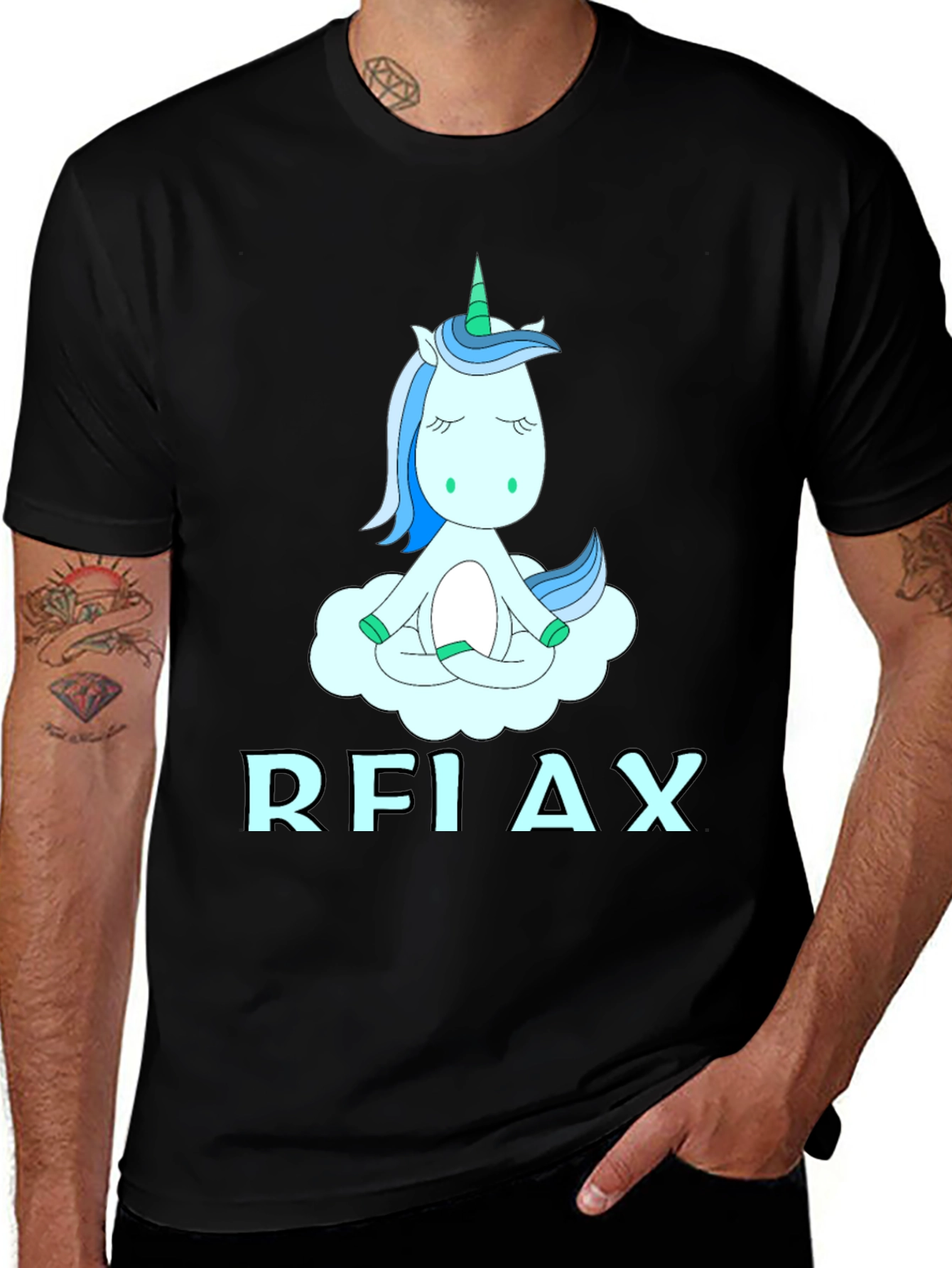 Variant 9 of Relax Unicorn T-Shirt - Black Cotton Blend