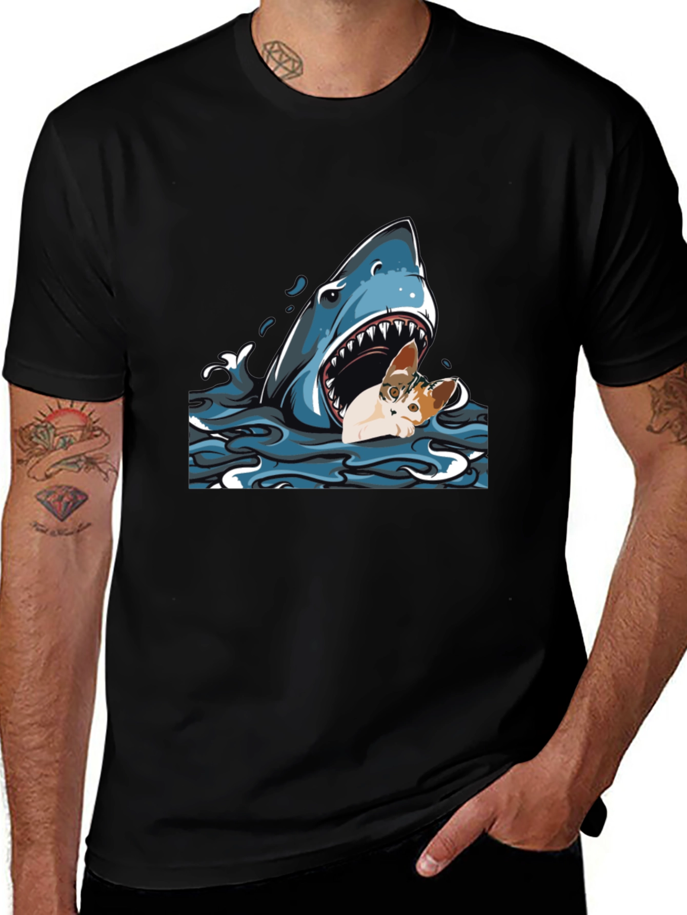 Variant 14 of Shark Cat T-Shirt: Funny Cartoon Tee