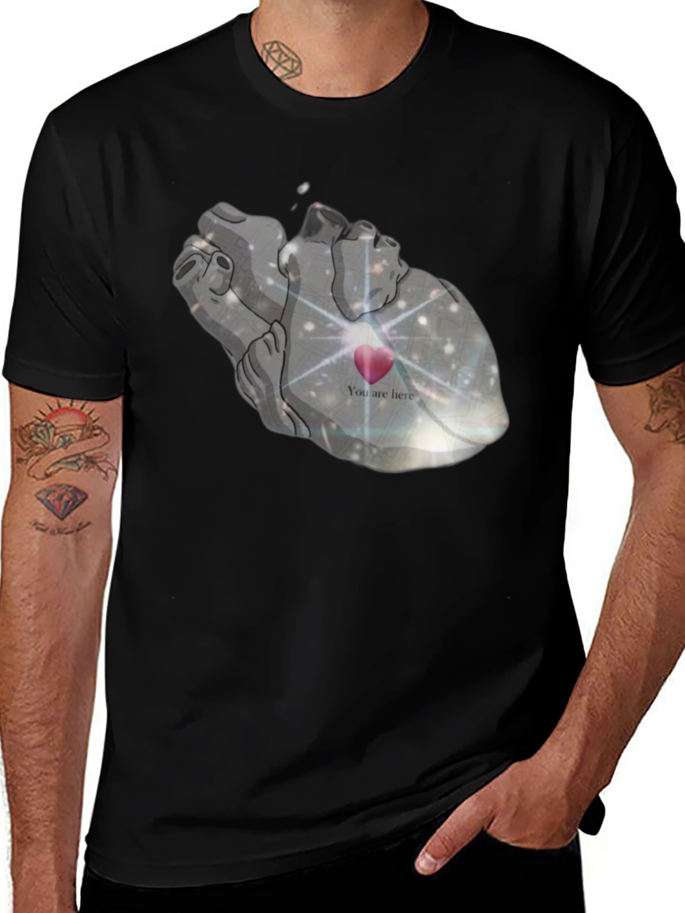 Variant 28 of Cosmic Heart T-Shirt - You Are Here Design