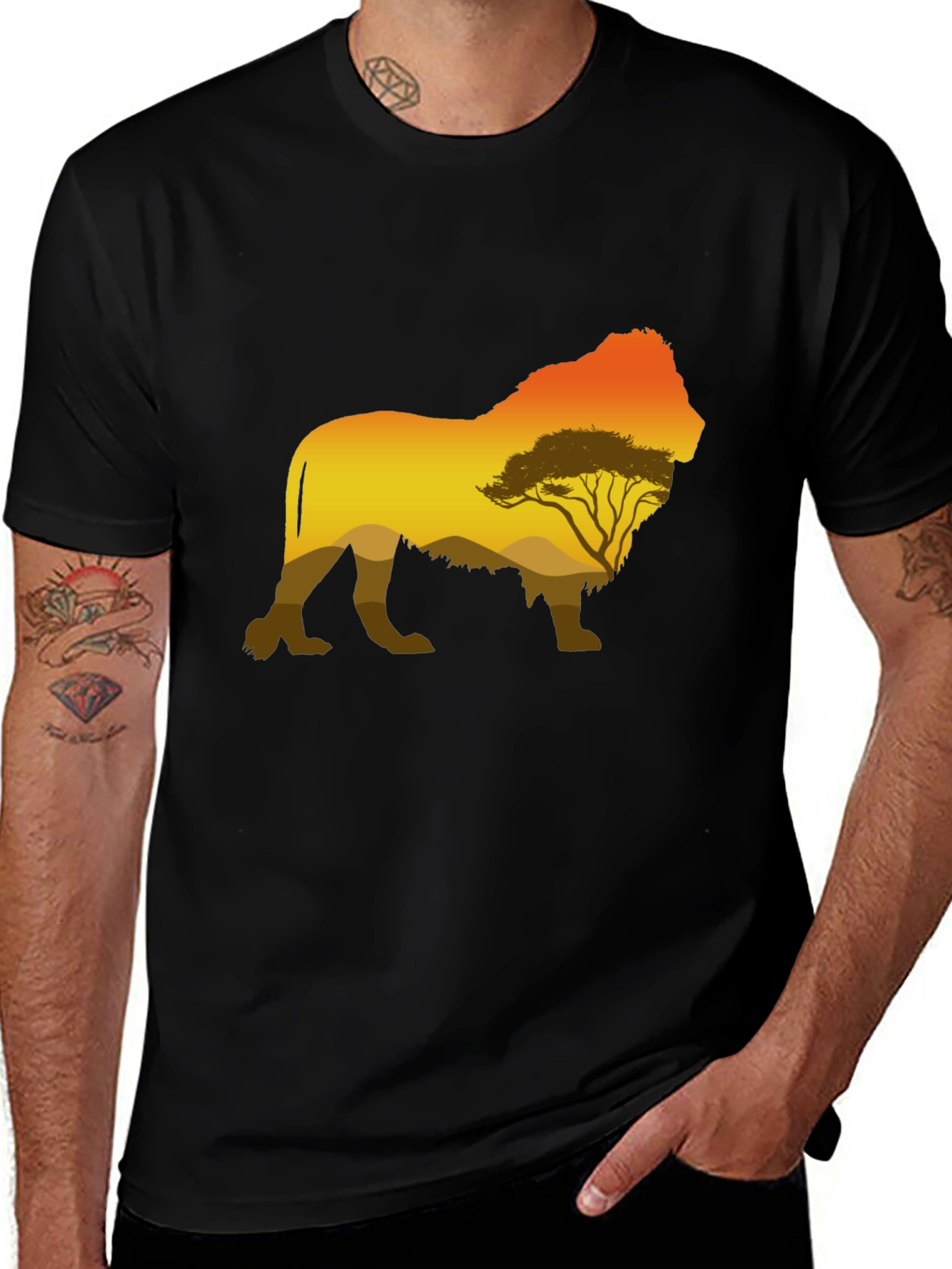 Variant 29 of Lion Silhouette Graphic Tee - Men's Black T-Shirt
