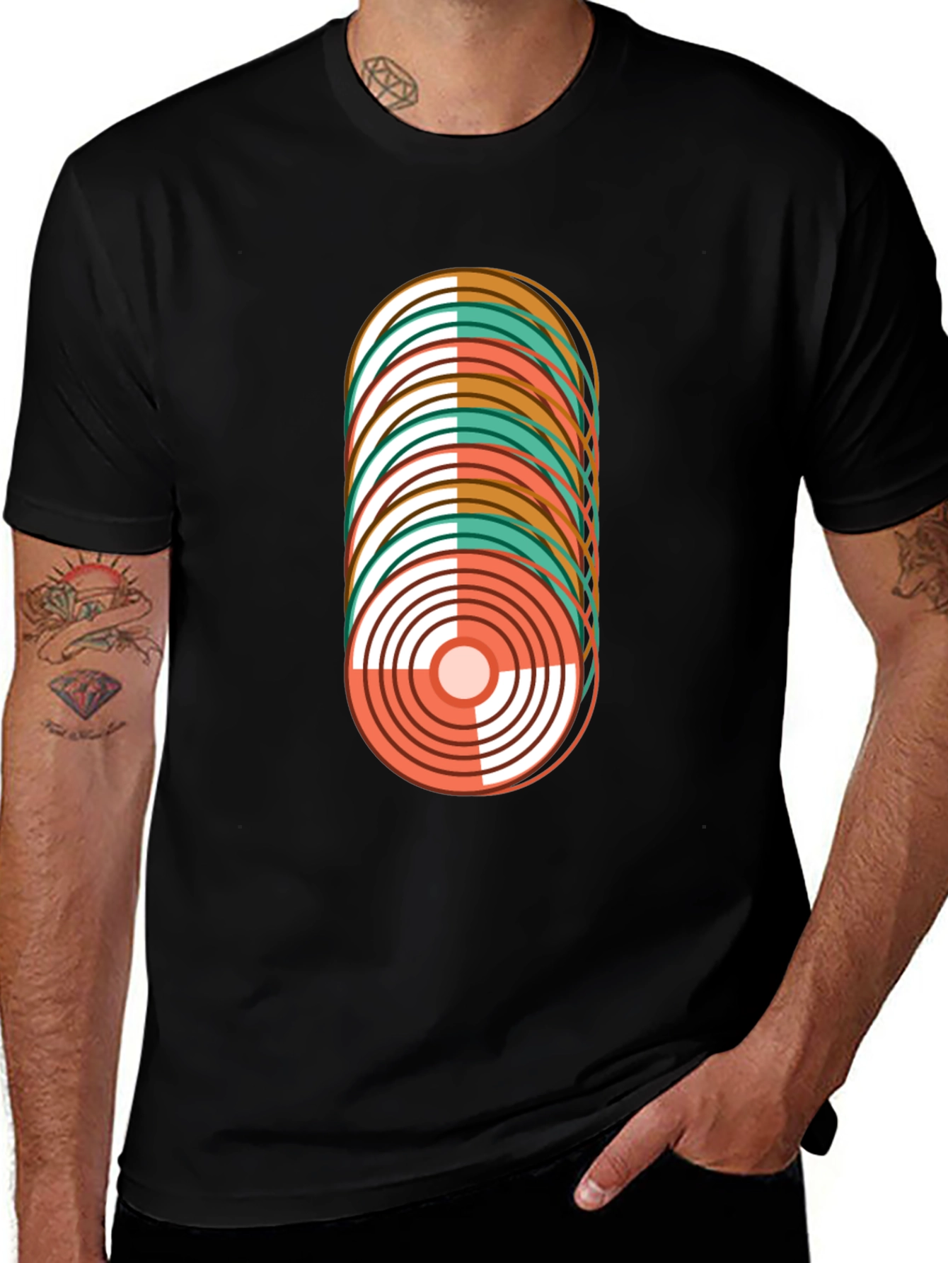 Variant 4 of Retro Record Stack Graphic Tee