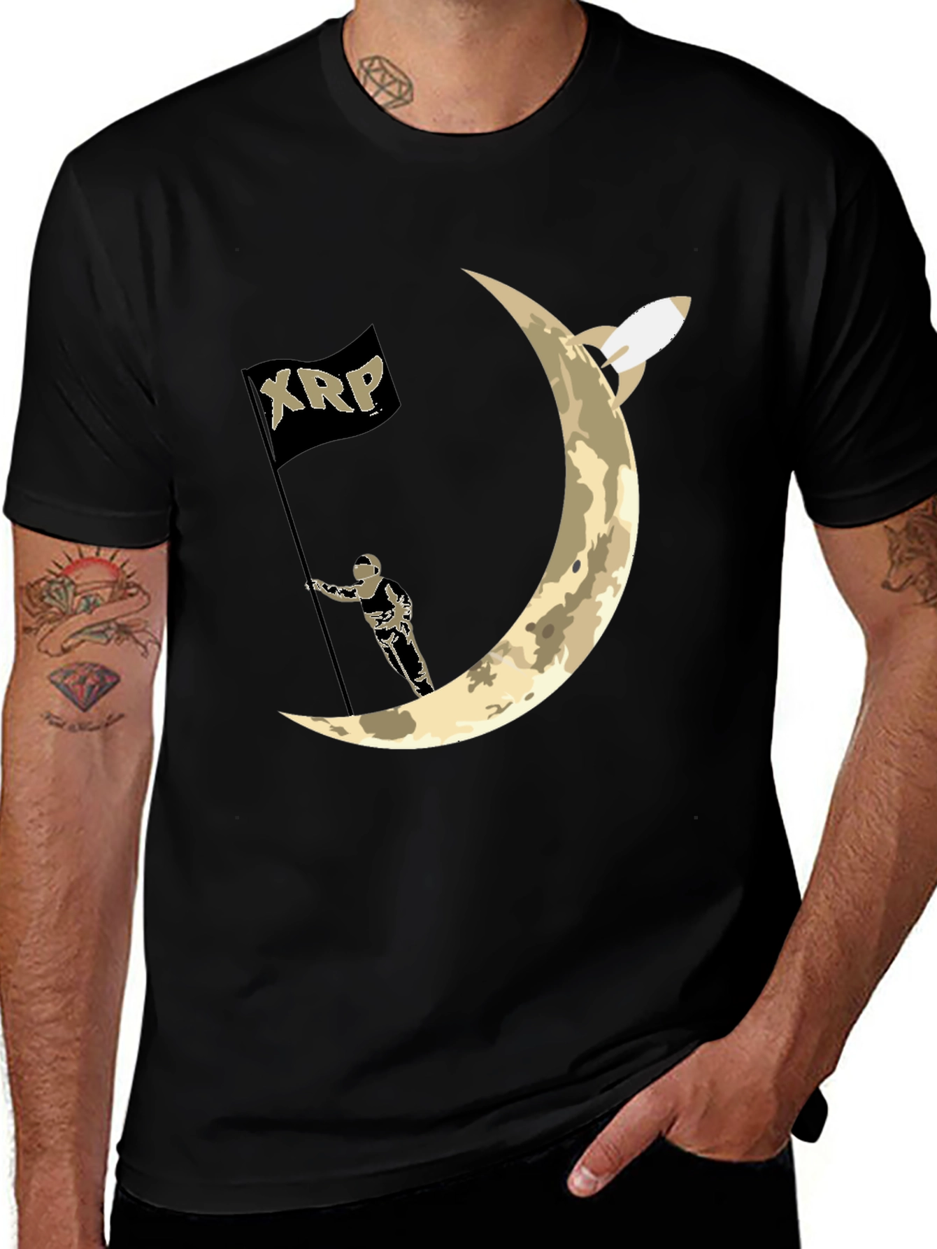 XRP Moon Astronaut Black T-Shirt