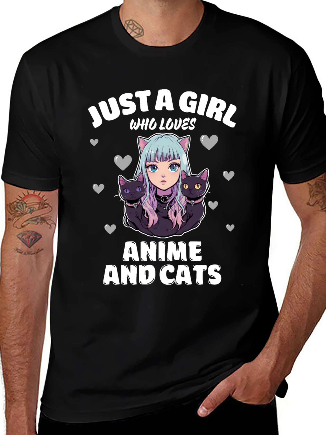Variant 21 of Anime and Cats T-Shirt: Just a Girl Who Loves