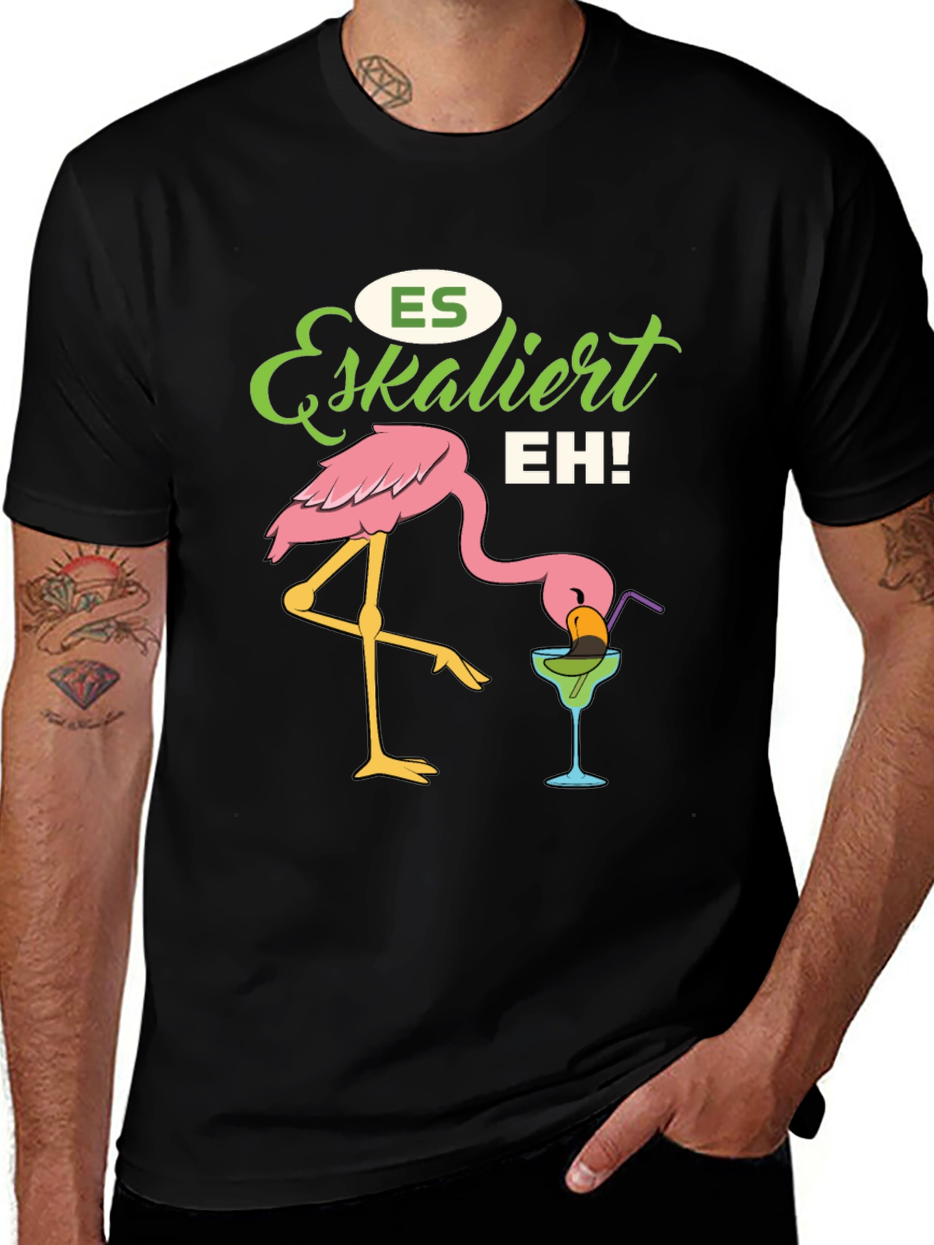 Black Es Eskaliert EH! Flamingo T-Shirt main image
