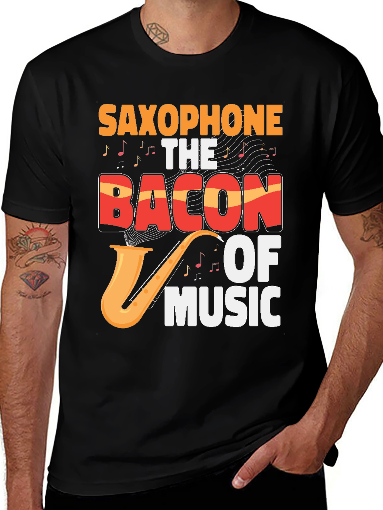 Variant 29 of Saxophone The Bacon Of Music Graphic T-Shirt