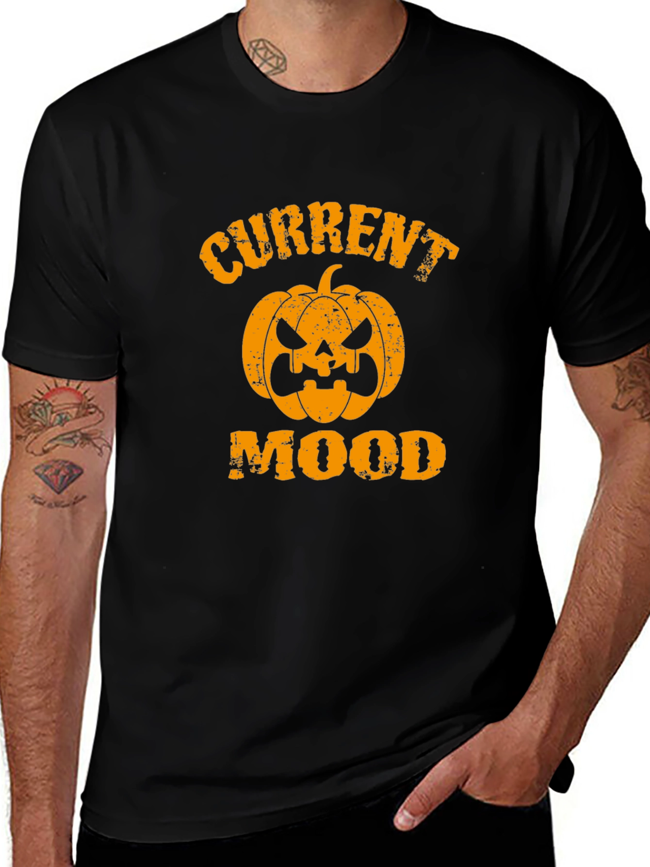 Halloween Pumpkin Current Mood Graphic T-Shirt