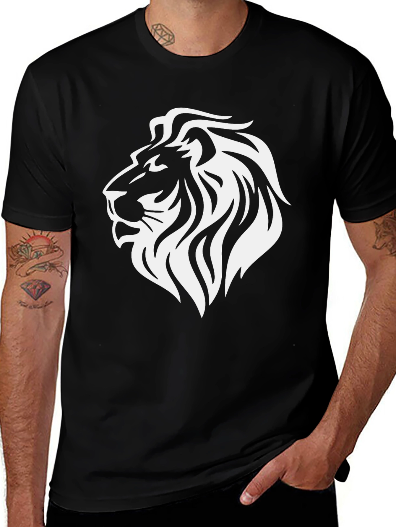 Variant 19 of Lion Graphic Black T-Shirt - Bold Design