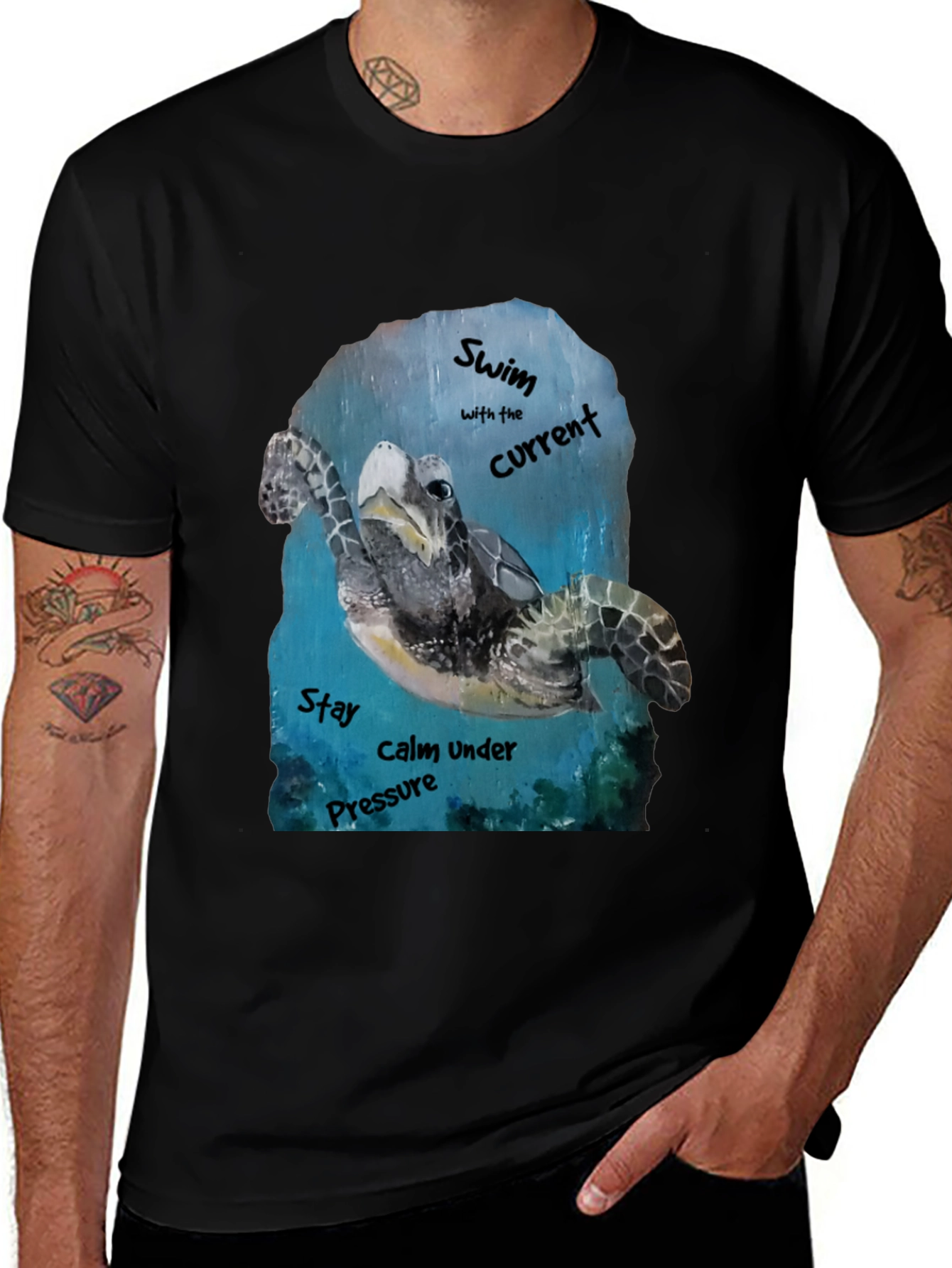 Variant 8 of Sea Turtle Graphic T-Shirt: Swim with the Current