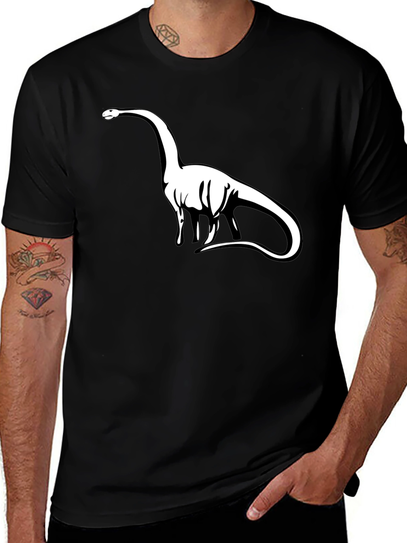Variant 3 of Dinosaur Graphic Tee - Black Cotton T-Shirt
