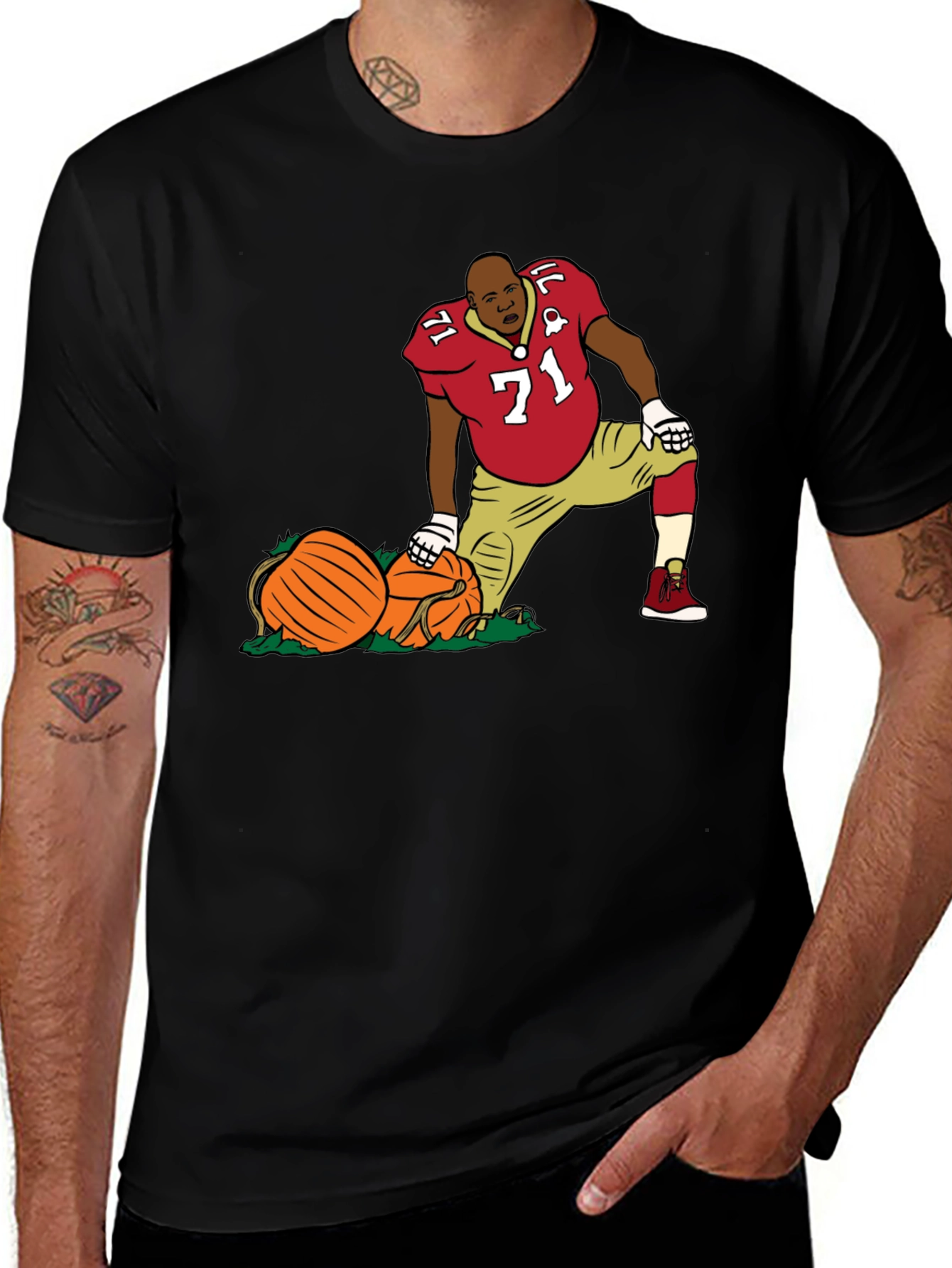 Variant 18 of Football Player & Pumpkins Graphic T-Shirt