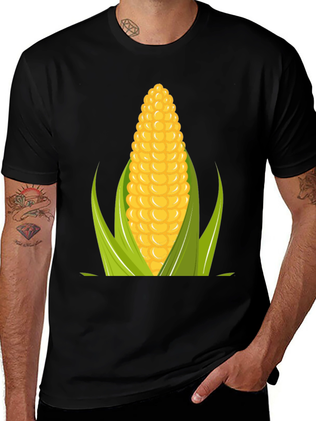 Variant 6 of Corn Graphic T-Shirt - Black Cotton Tee