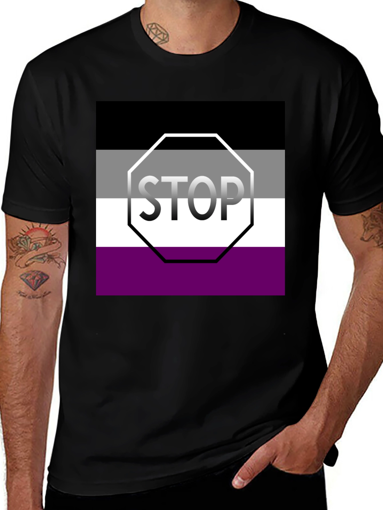 Asexual Pride Stop Sign Graphic Tee