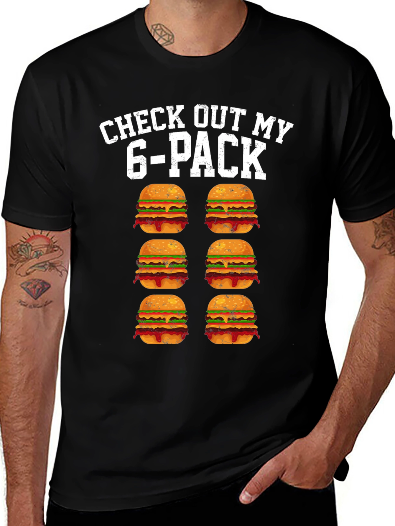 Variant 14 of Funny 6-Pack Burgers Graphic Tee