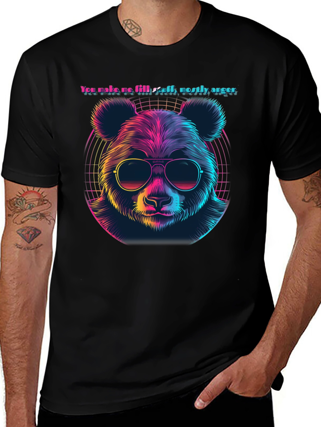 Variant 9 of Retro Panda Bear T-Shirt - Anger Funny Tee
