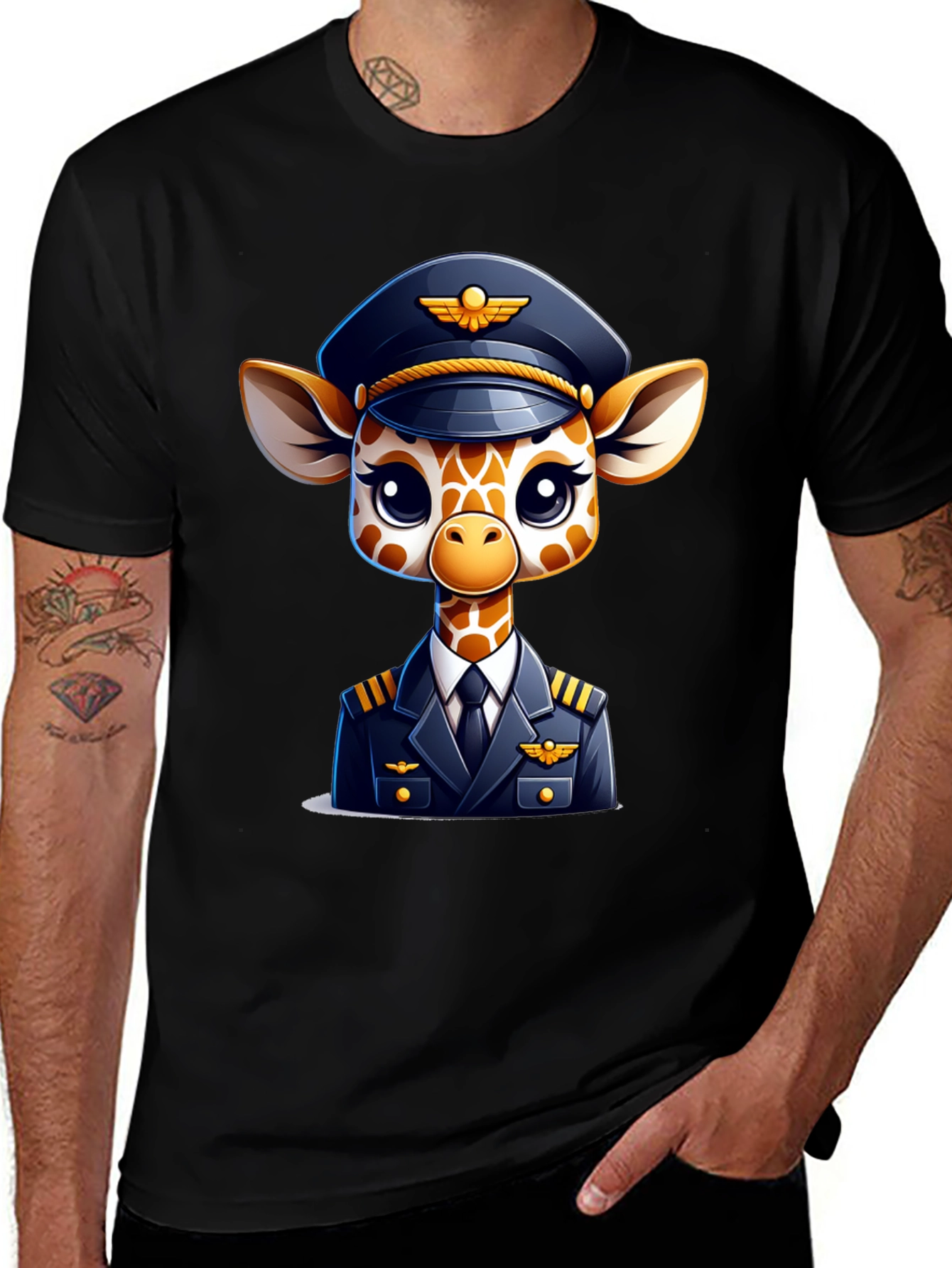 Variant 25 of Giraffe Pilot T-Shirt - Aviation Cartoon