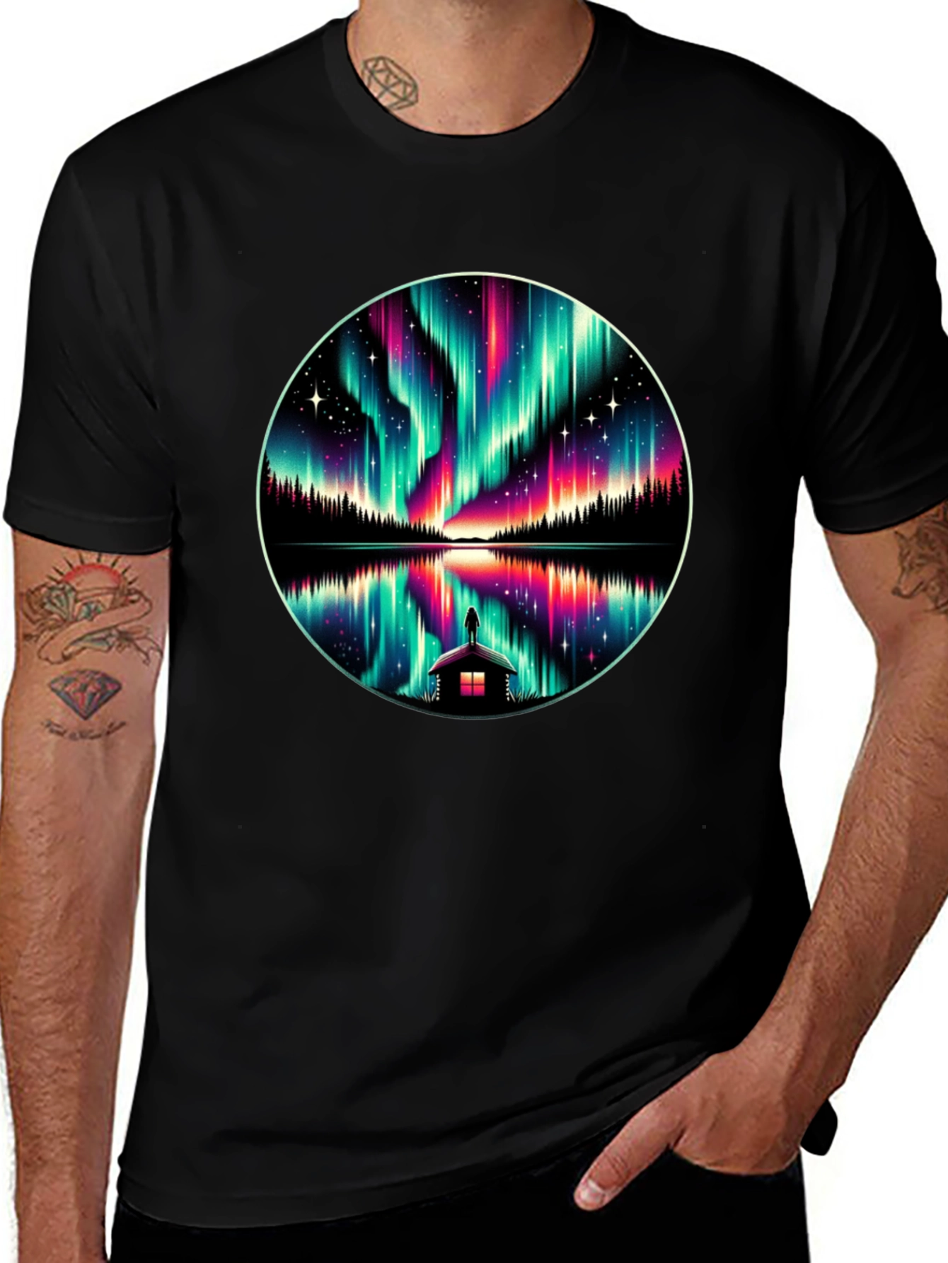 Variant 13 of Aurora Borealis Reflection T-Shirt