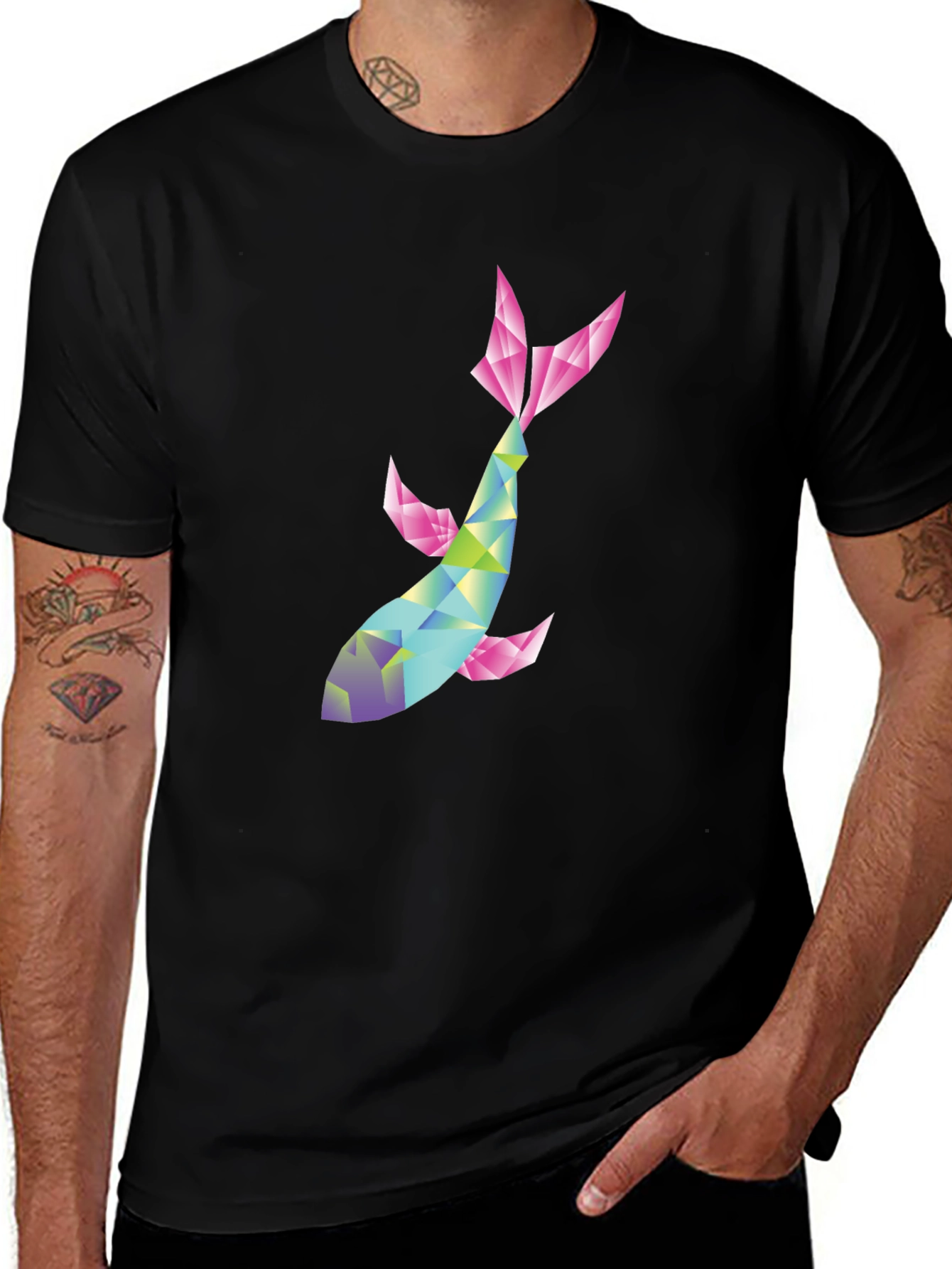 Variant 12 of Geometric Koi Fish Graphic Tee - Modern Style