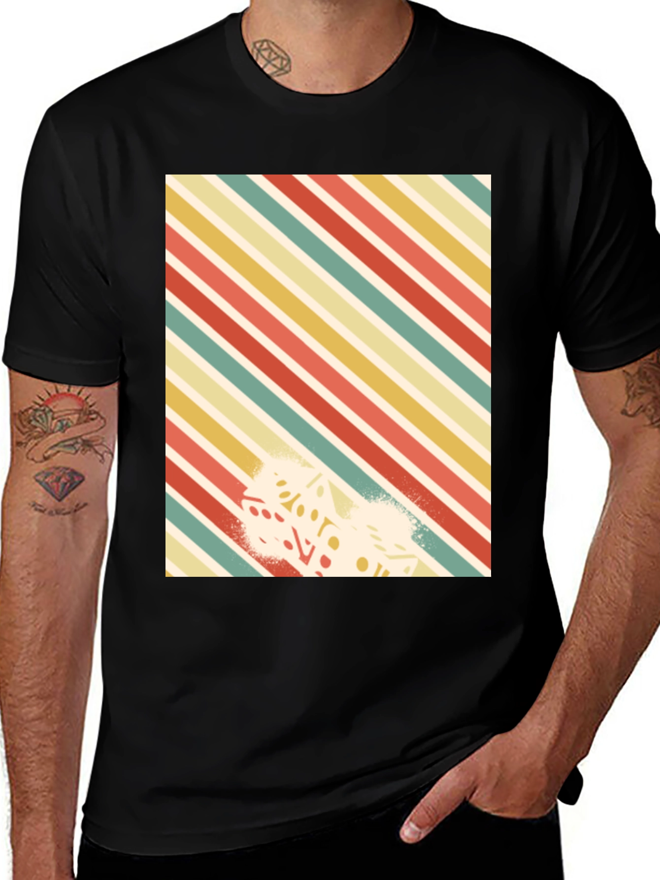 Variant 25 of Retro Striped Dice Graphic Tee