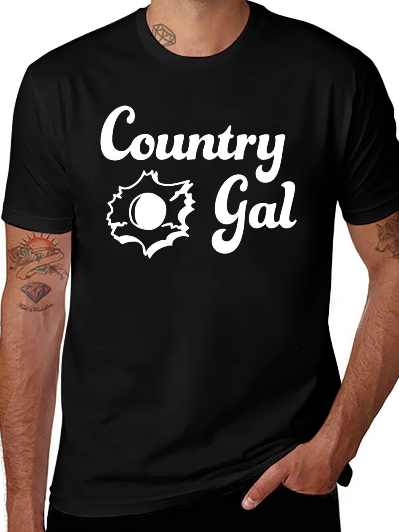 Country Gal T-Shirt - Black Cotton Tee with Fun Graphic