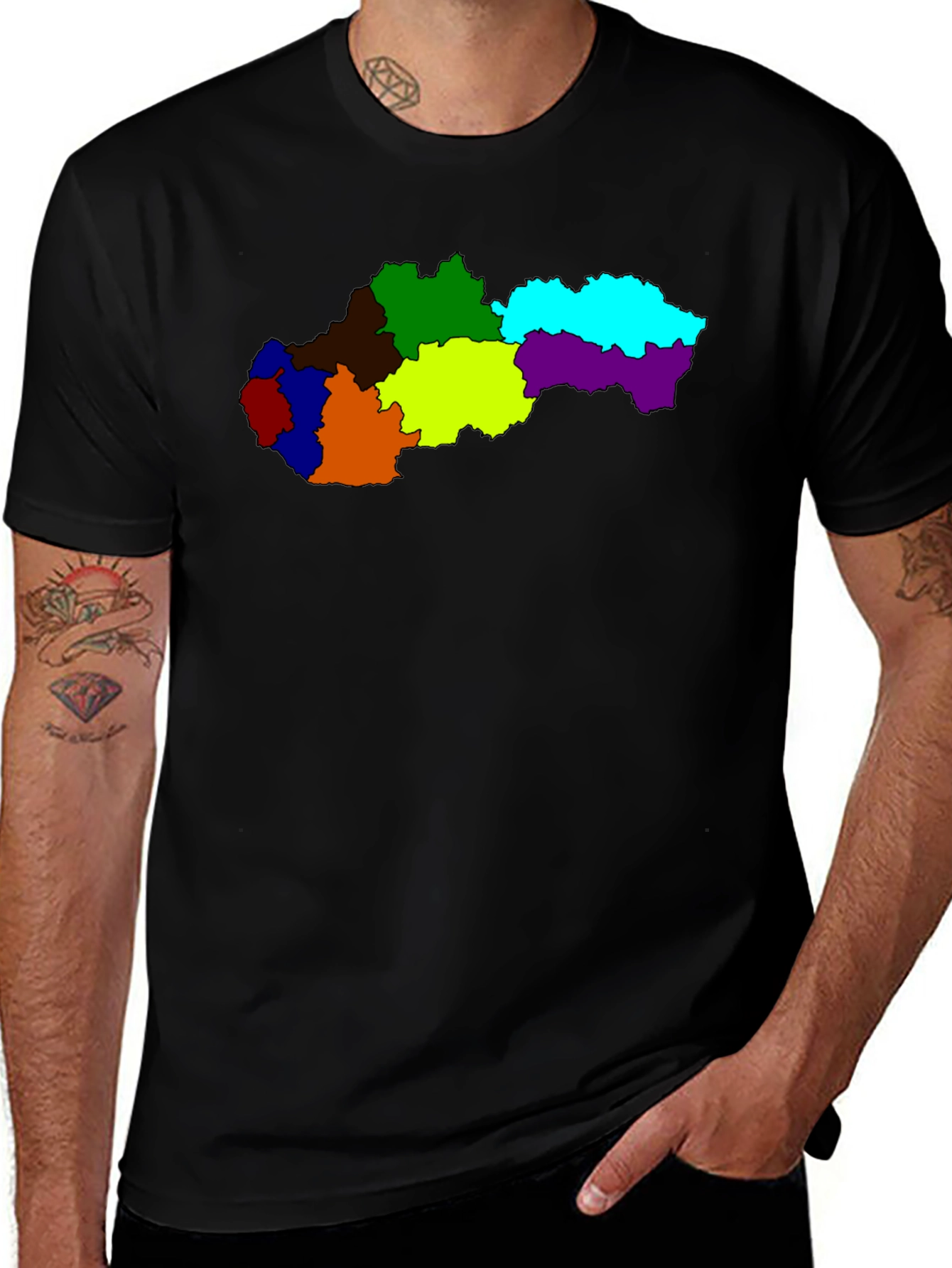 Variant 23 of Slovakia Map Graphic Tee - Black Unisex T-Shirt
