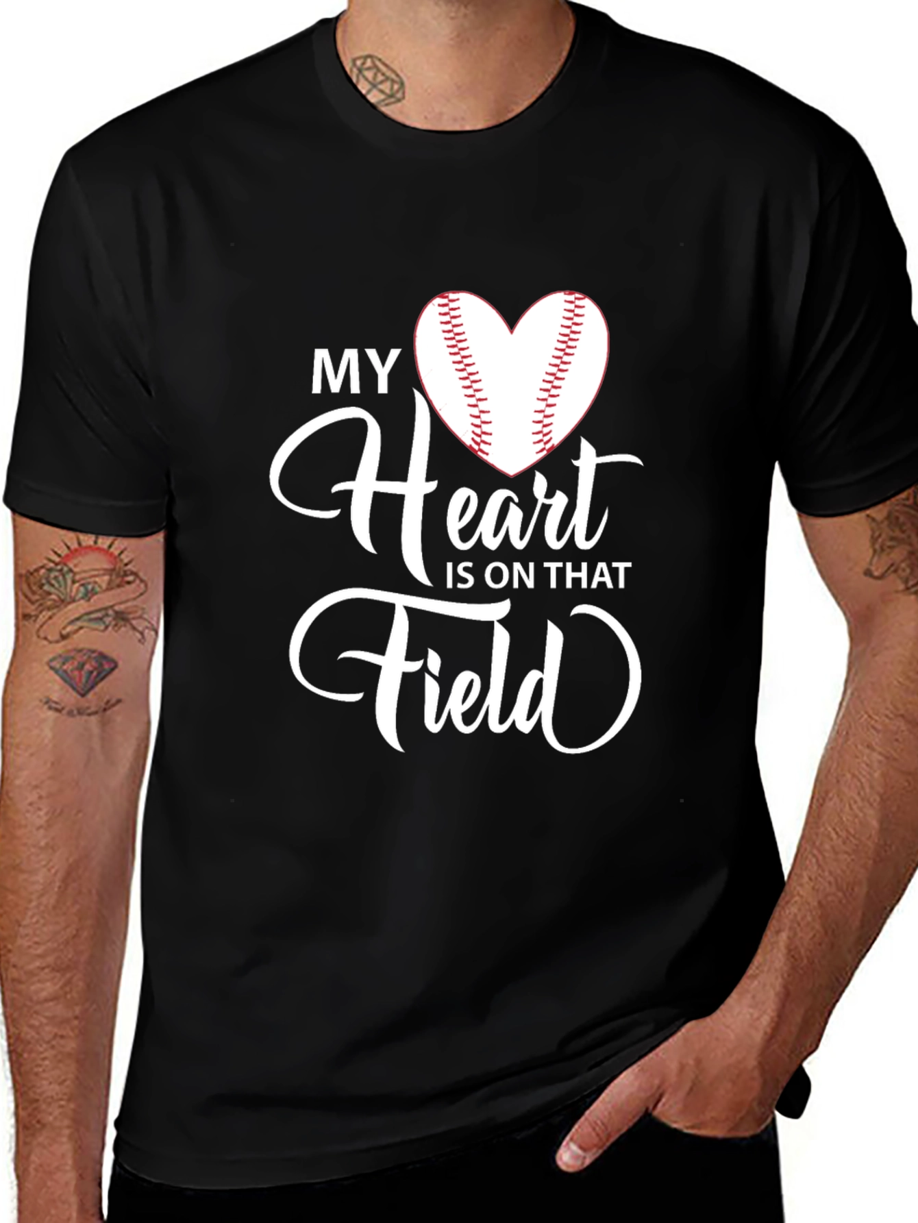 Variant 6 of My Heart is On That Field Baseball Heart T-Shirt