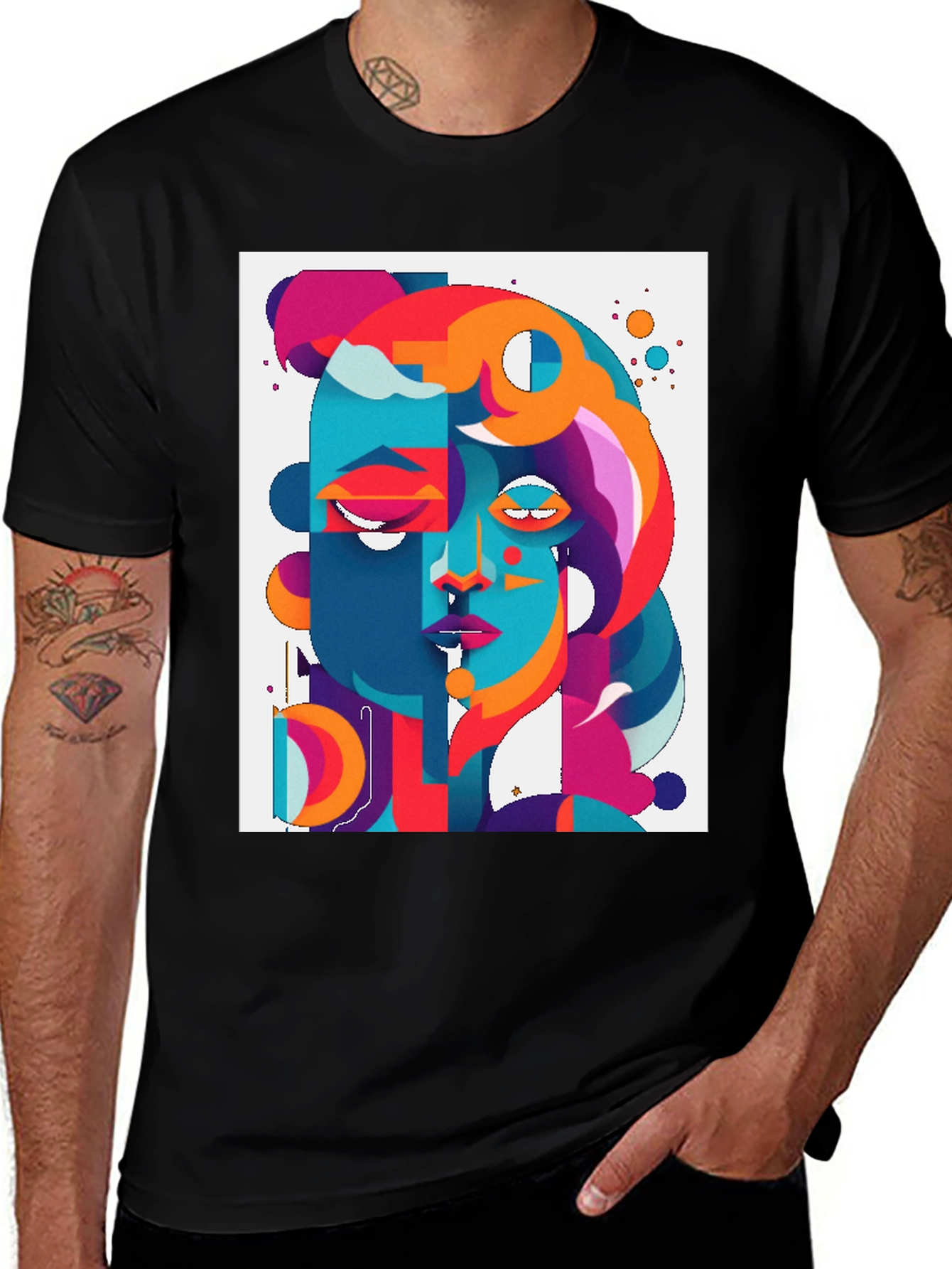 Variant 11 of Abstract Face Graphic Tee - Modern Art T-Shirt