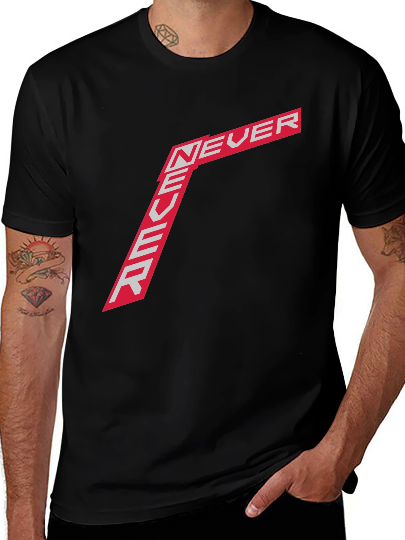 Variant 28 of Never Black Graphic Tee - Casual Style