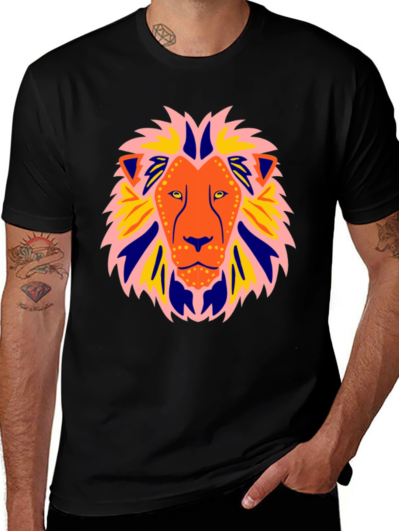 Variant 11 of Lion Graphic Print Black T-Shirt