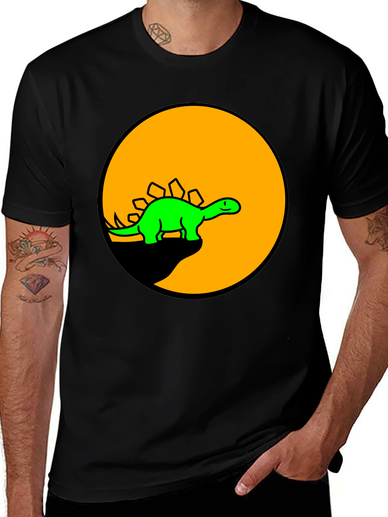 Variant 3 of Dinosaur Graphic Tee - Black Cotton T-Shirt