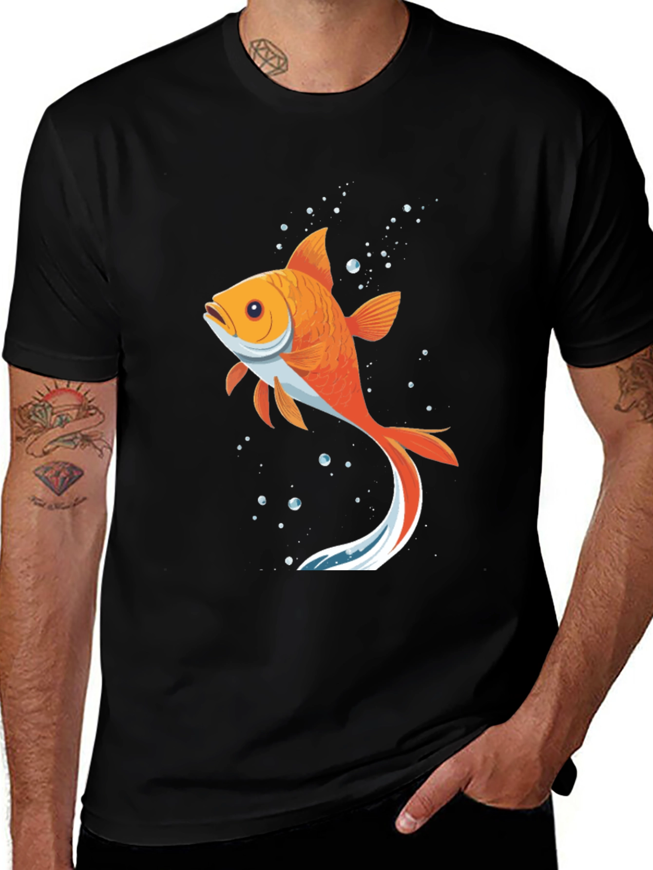 Variant 23 of Goldfish Graphic Black T-Shirt
