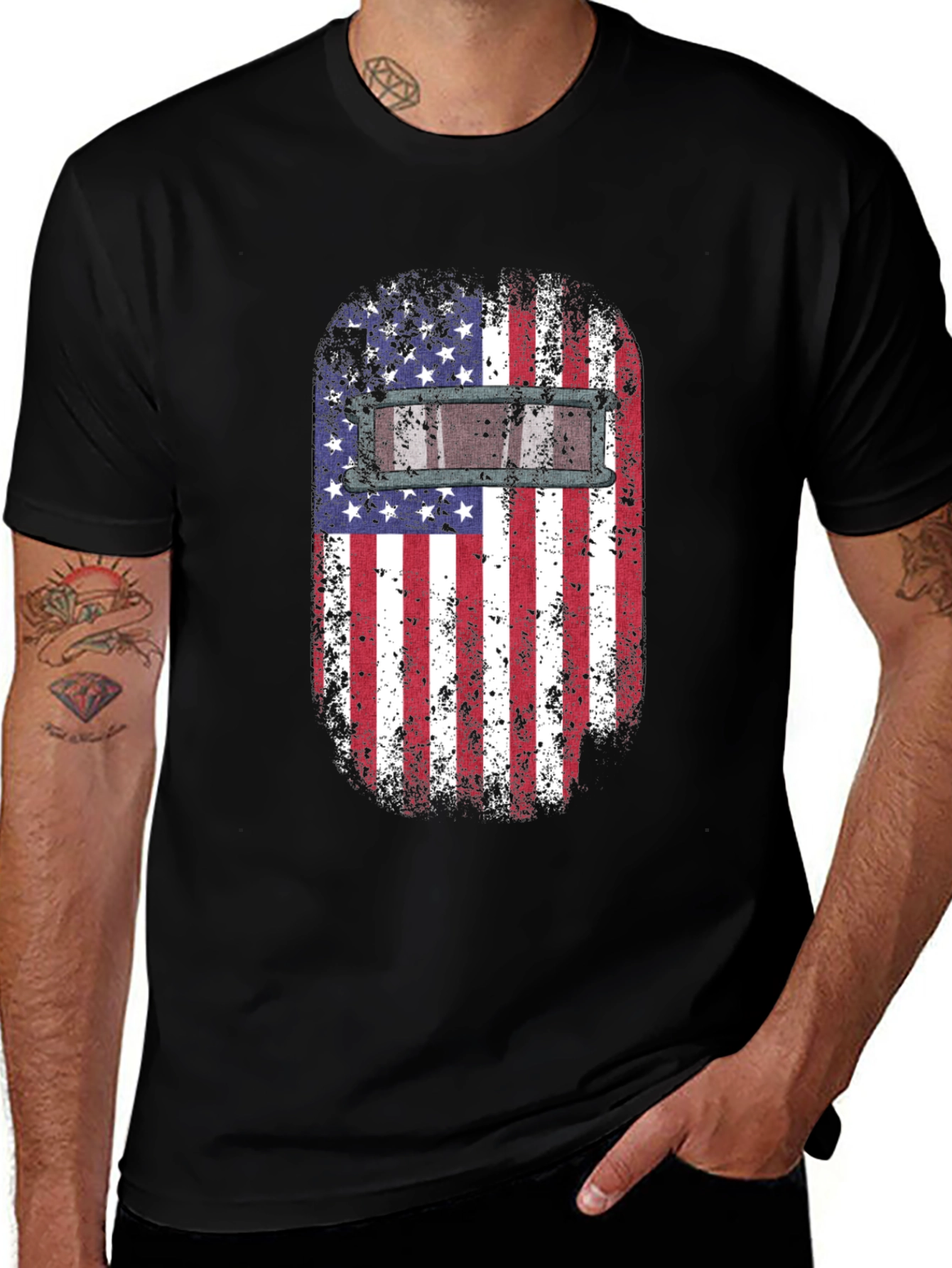 Variant 15 of Welder American Flag Graphic T-Shirt