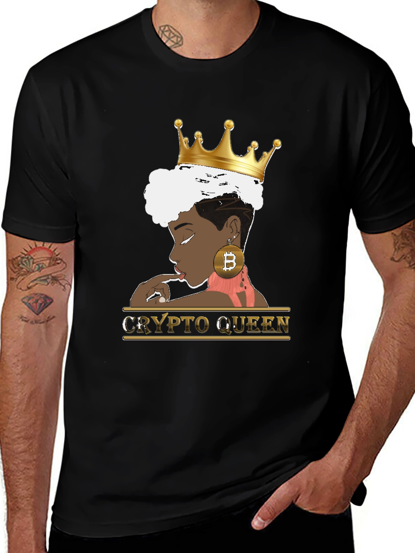 Variant 25 of Crypto Queen Black Graphic Tee