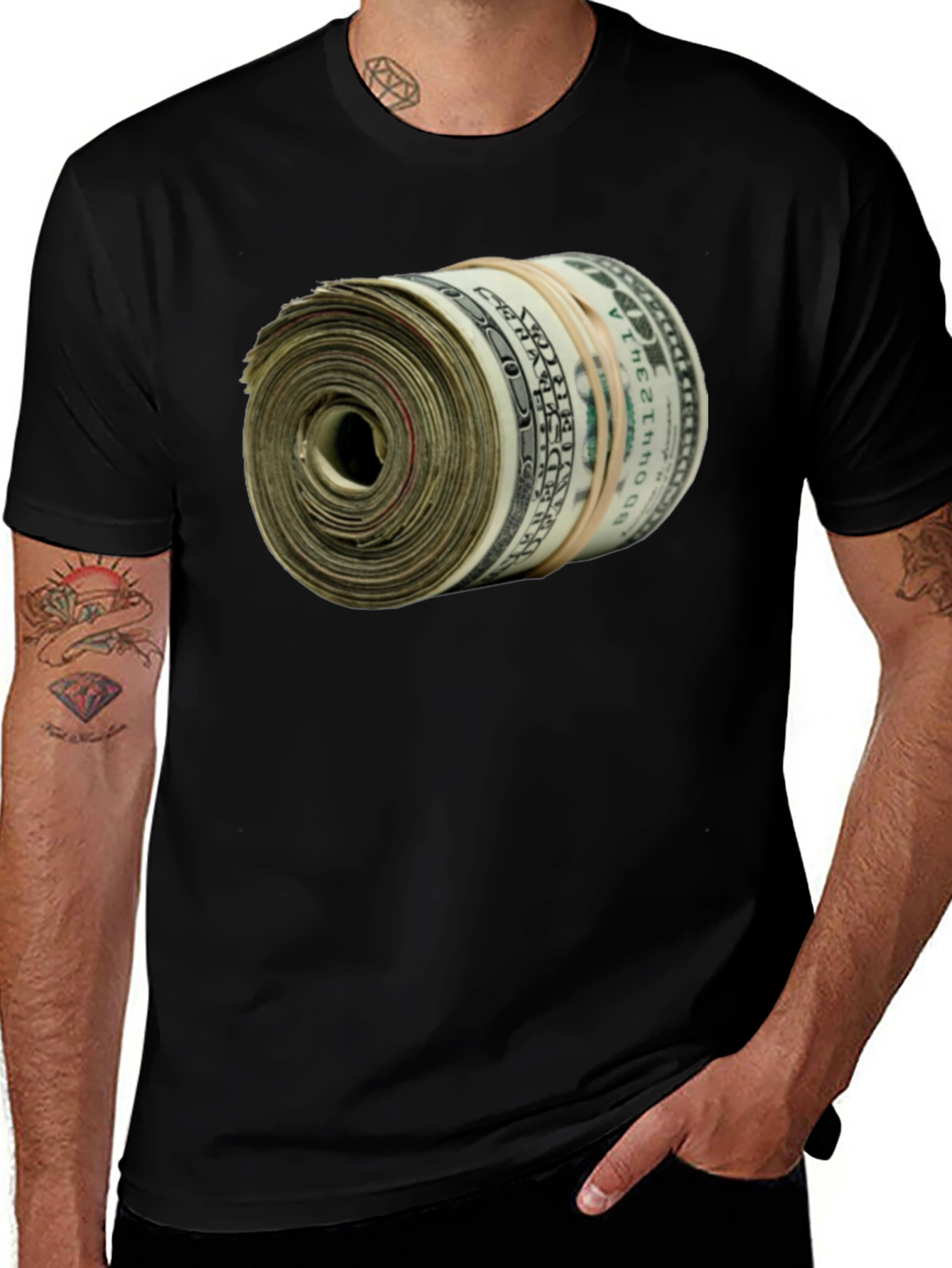 Variant 11 of Money Roll Graphic Tee - Black