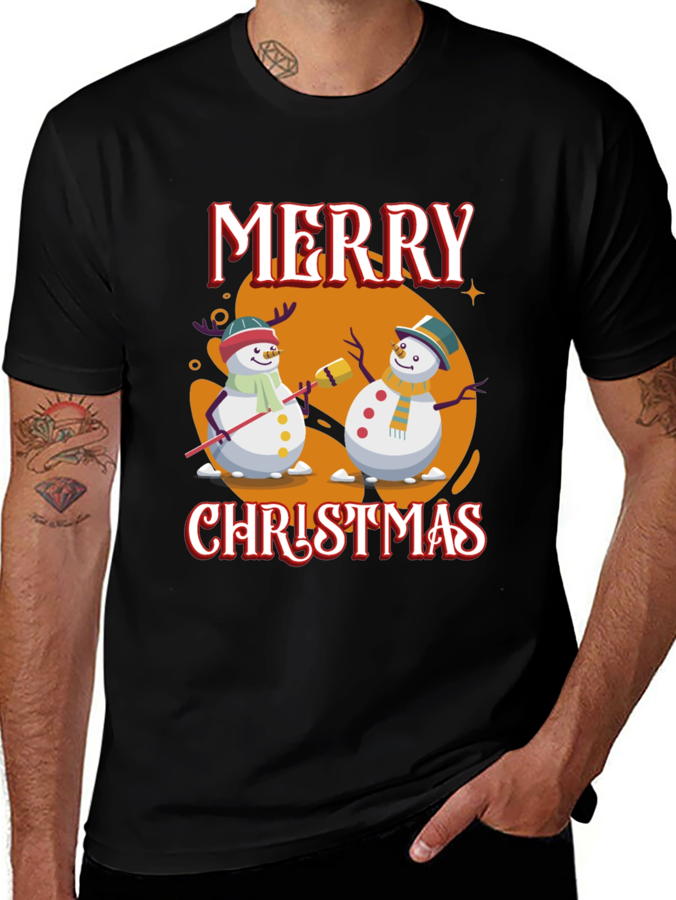 Variant 18 of Festive Merry Christmas Snowman Graphic T-Shirt