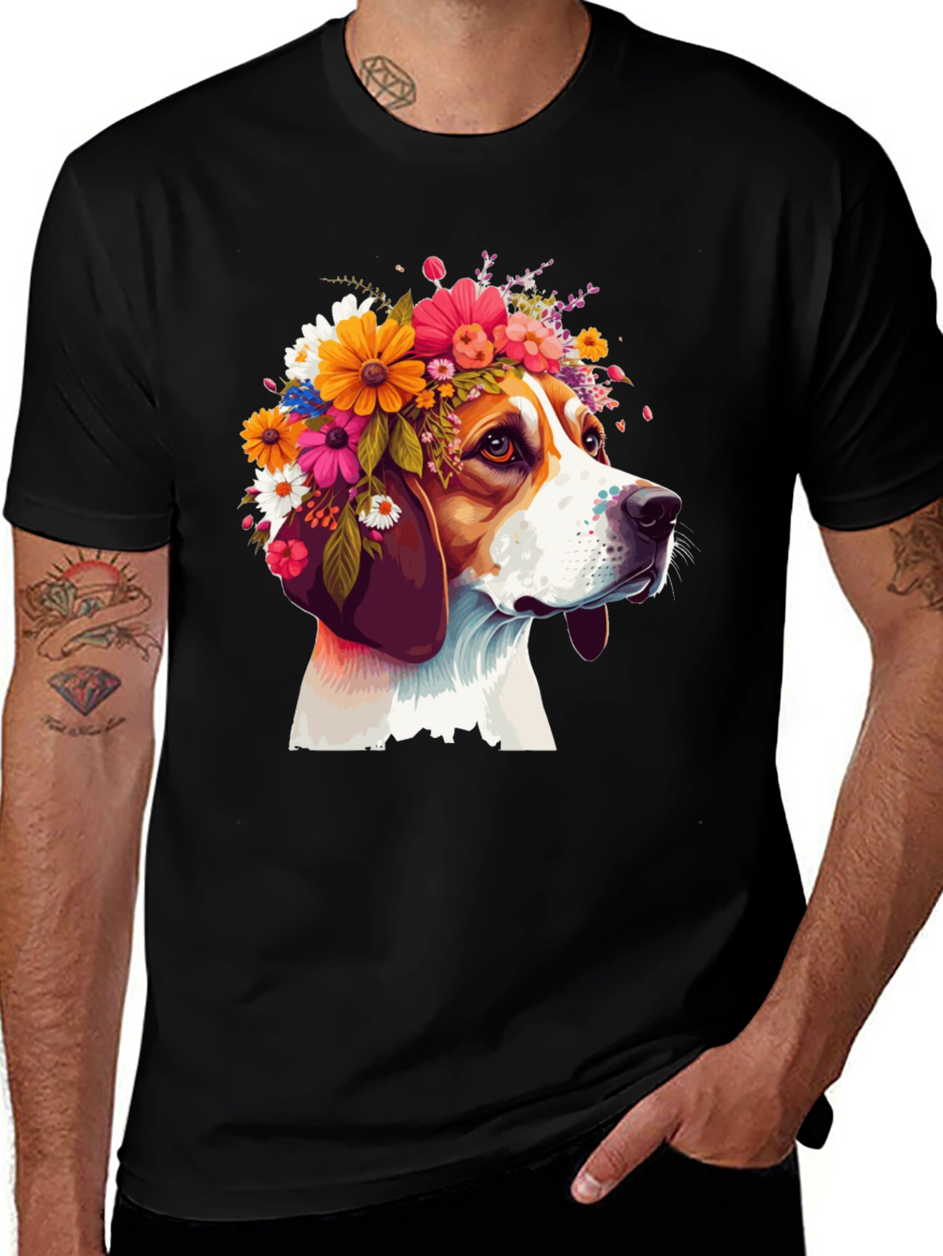 Variant 22 of Dog with Flower Crown Graphic T-Shirt