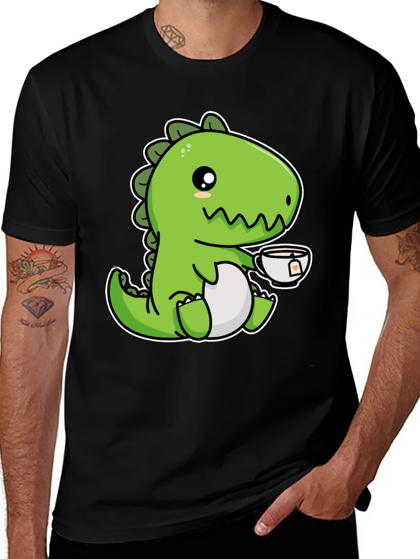 Variant 14 of Cute Dinosaur Drinking Tea Graphic T-Shirt