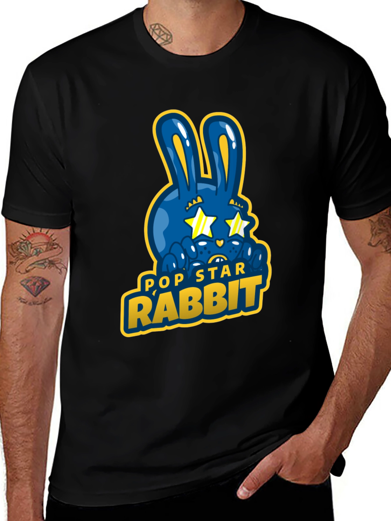 Pop Star Rabbit Graphic T-Shirt - Unique Design