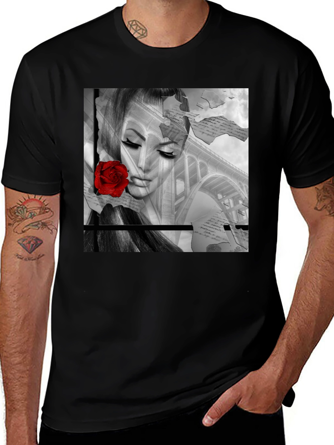Variant 30 of Woman & Rose Graphic Print Black Tee