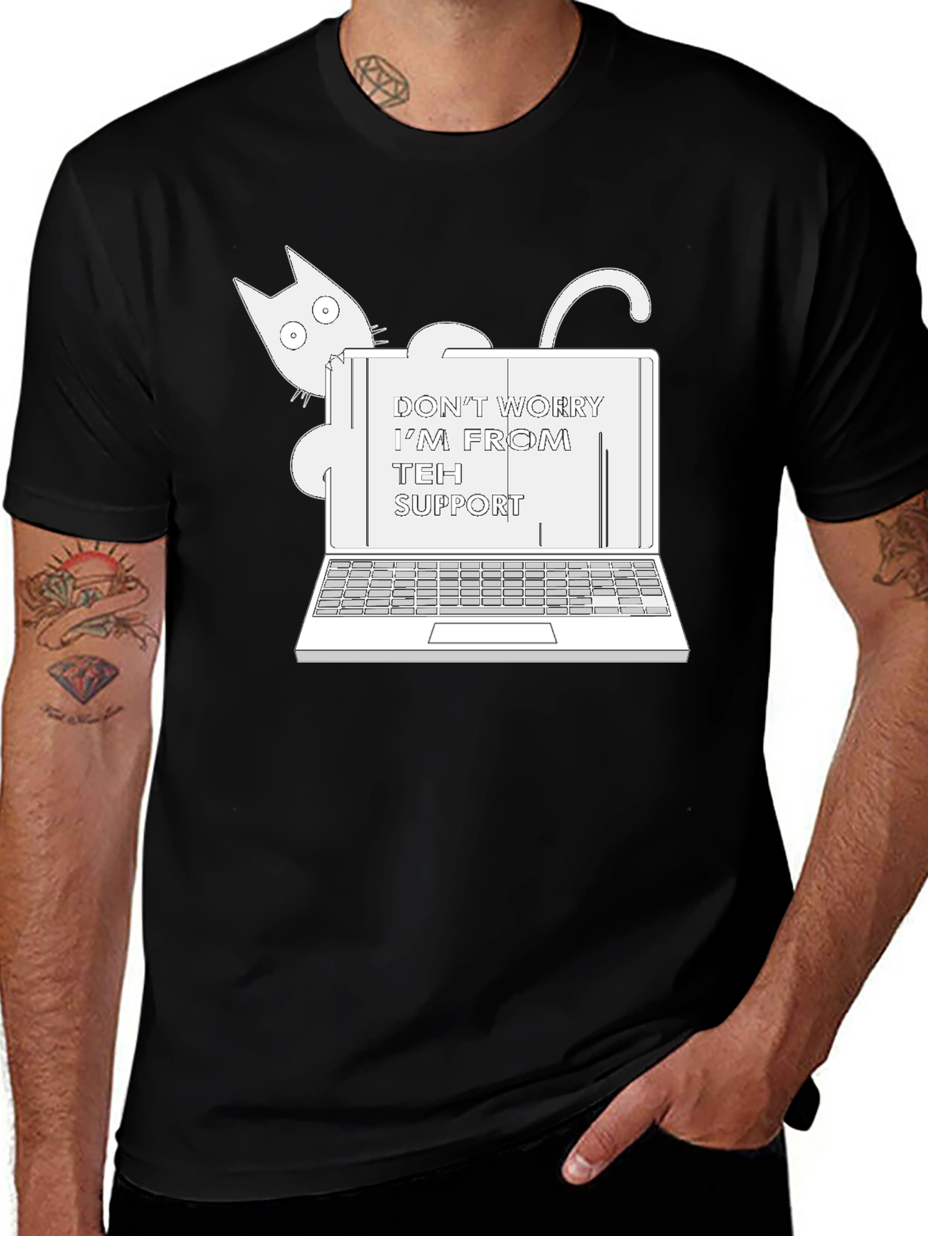 Variant 24 of Tech Support Cat T-Shirt - Funny Geeky Tee