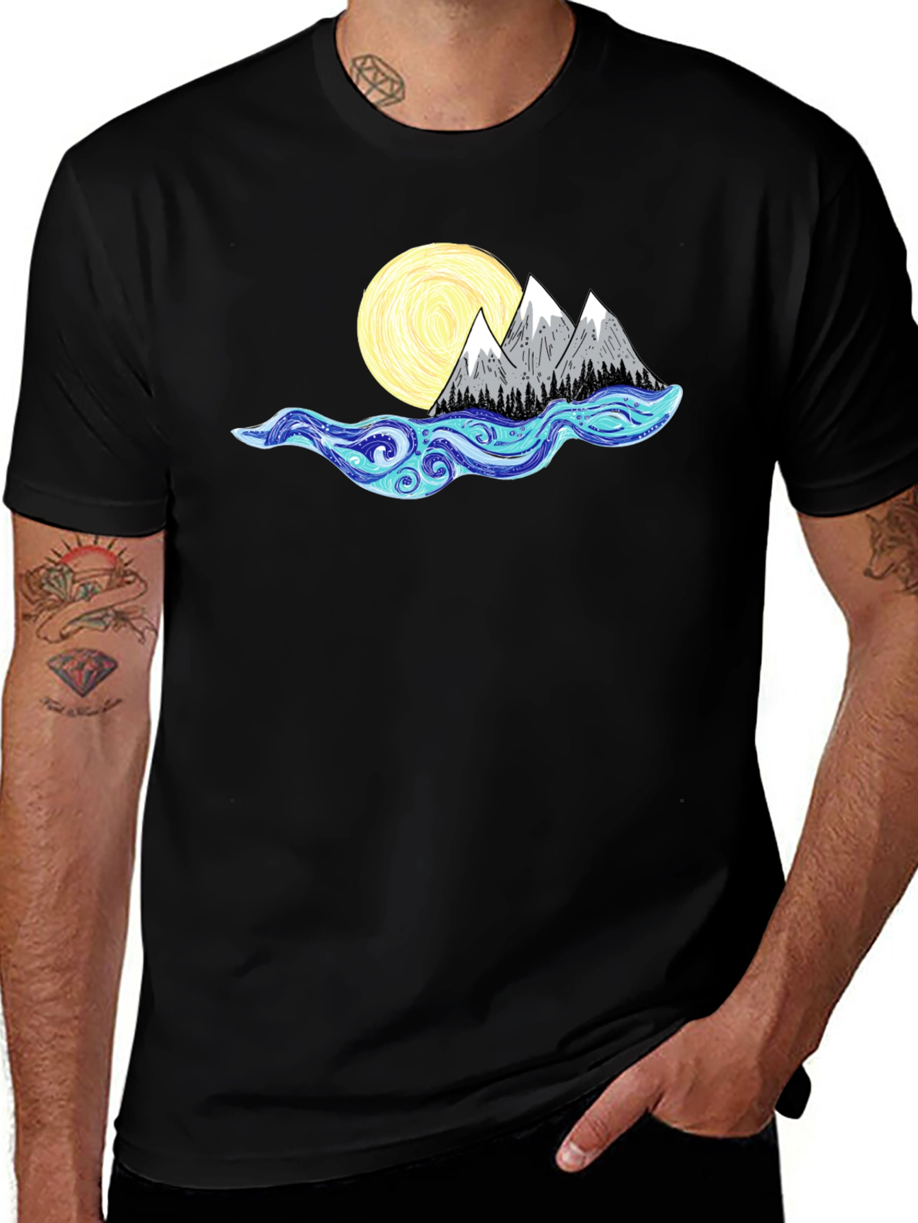 Variant 5 of Mountain Moon Graphic Tee - Black