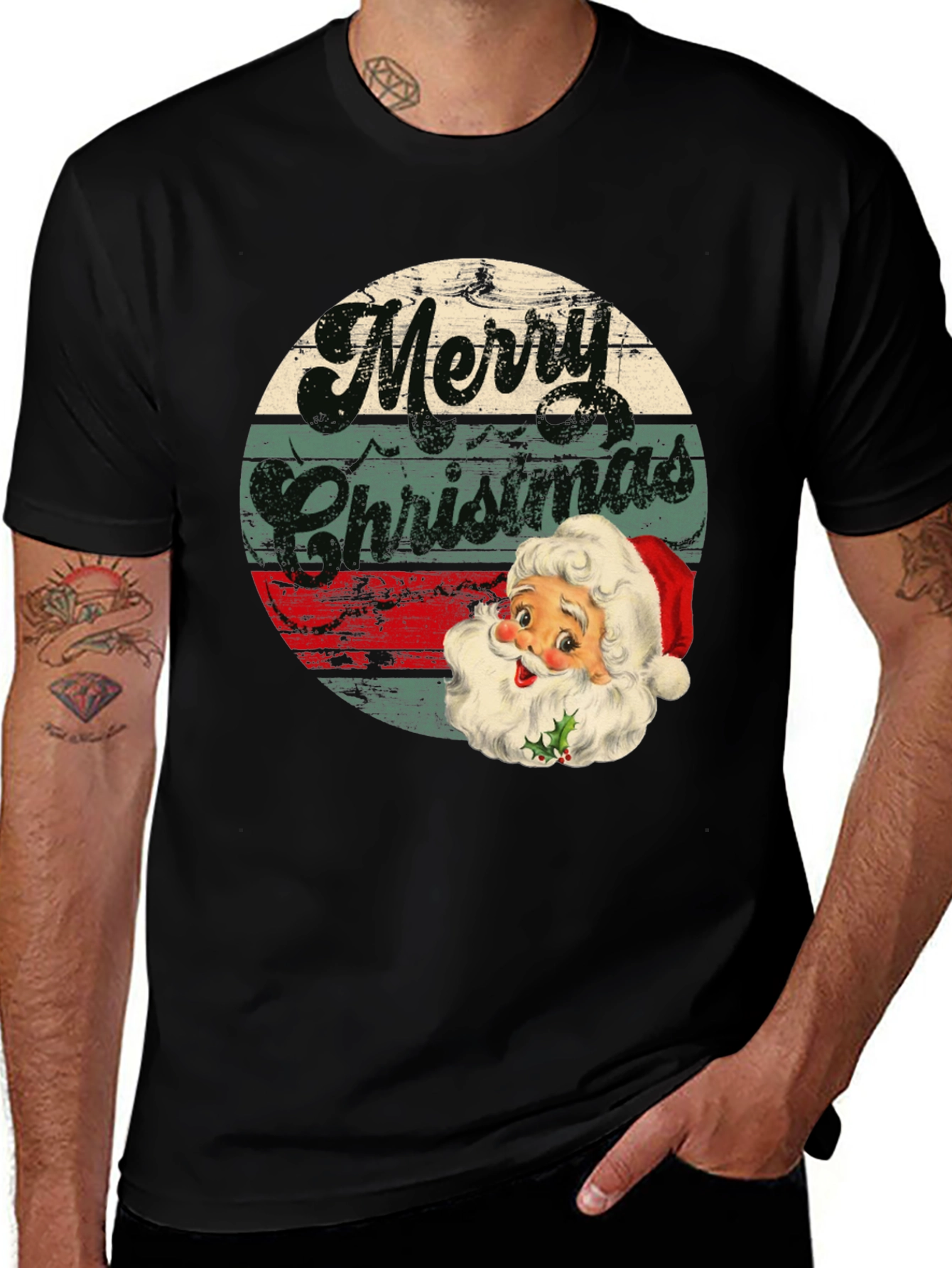 Vintage Merry Christmas Santa Graphic Tee