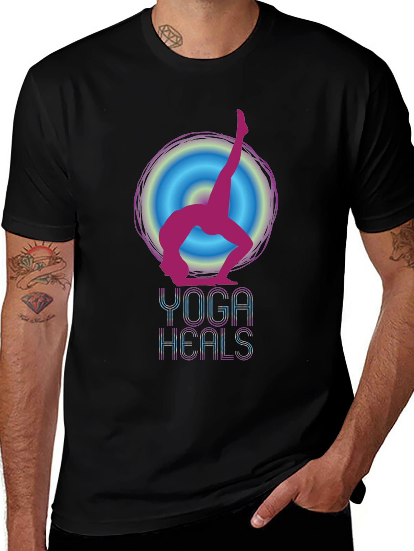 Variant 22 of Yoga Heals Graphic Tee - Black T-Shirt