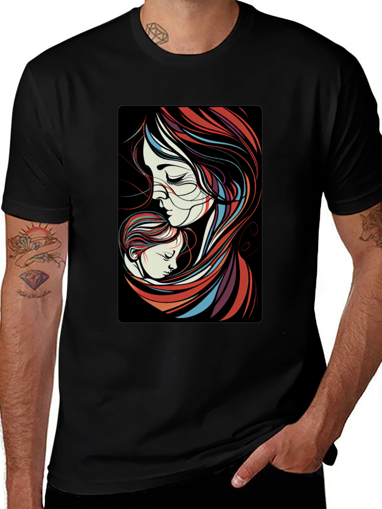 Variant 13 of Mother & Child Graphic Tee - Stylish Comfort