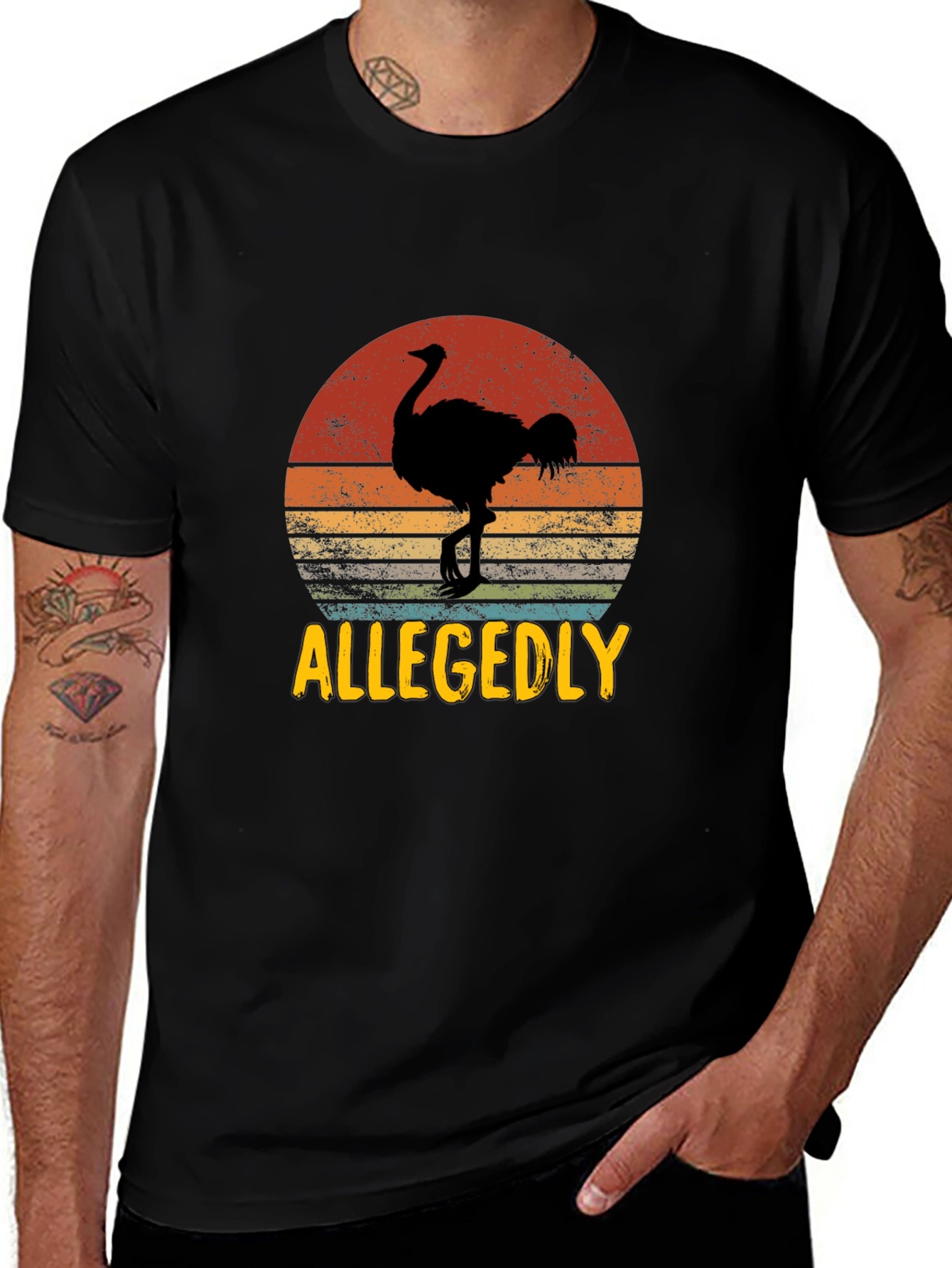 Variant 21 of Allegedly Ostrich Retro Graphic Tee
