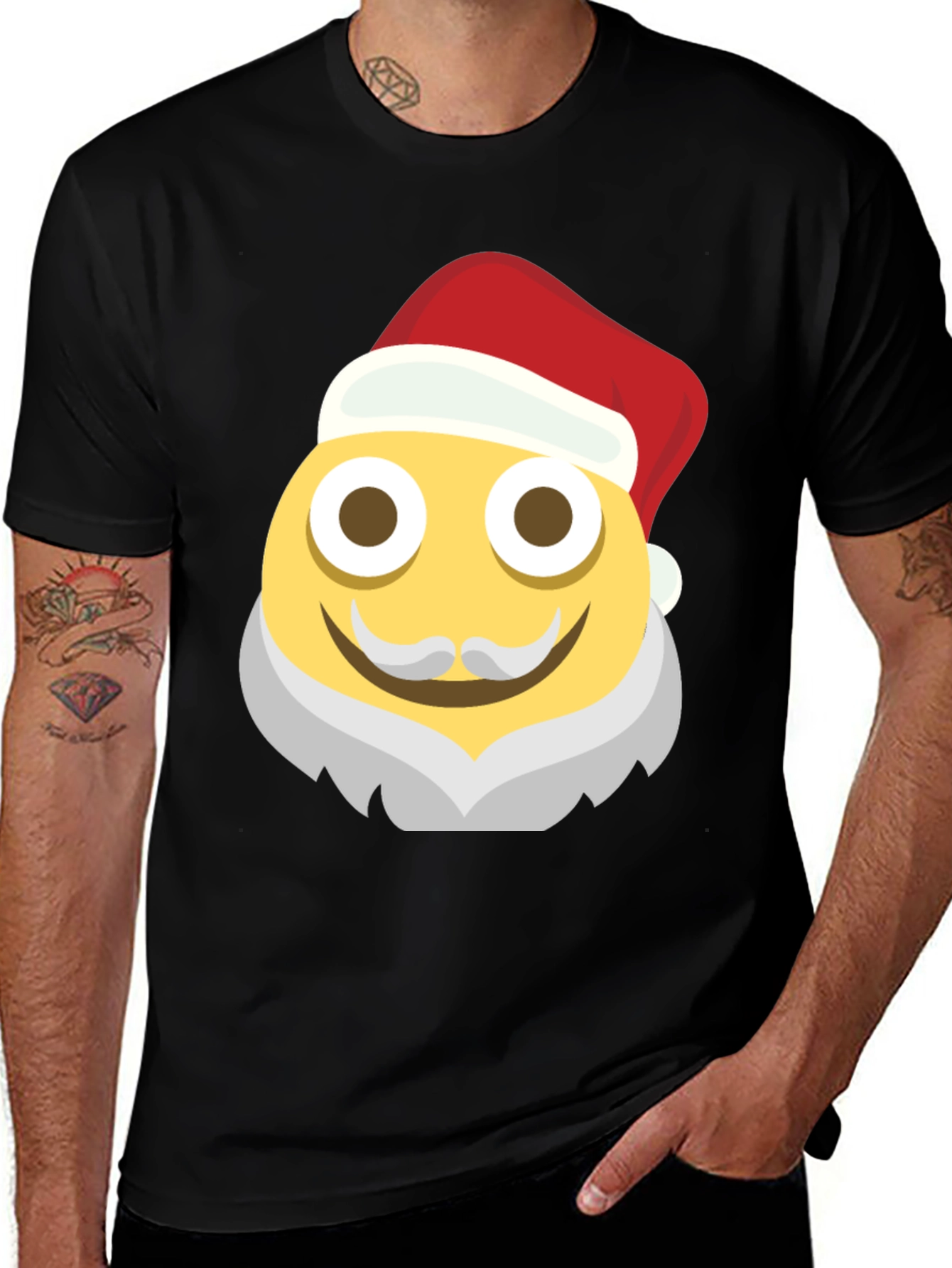 Festive Santa Emoji T-Shirt - Holiday Cheer