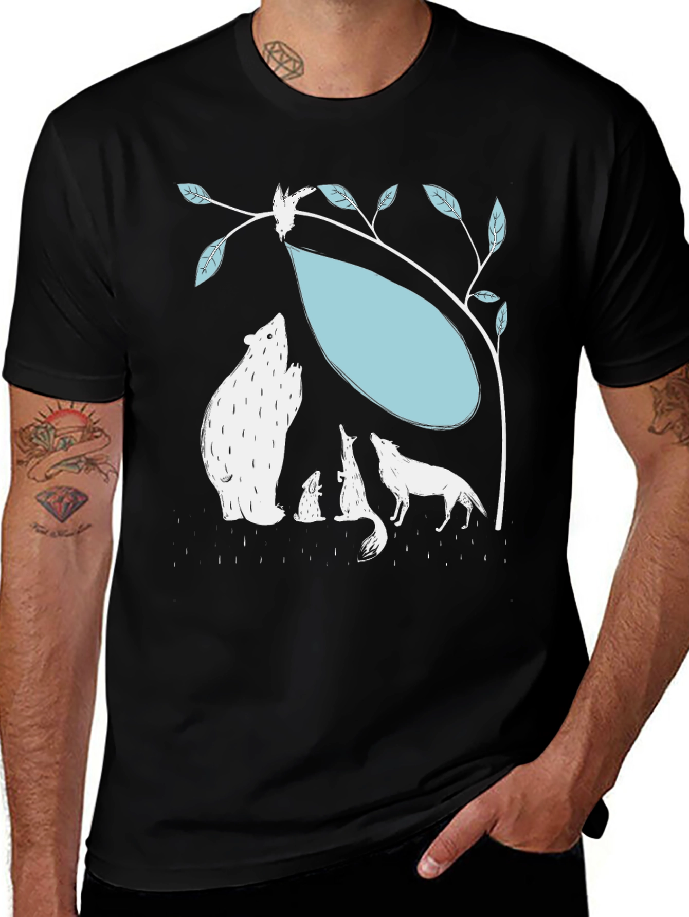Variant 18 of Black T-Shirt with Animal Graphic