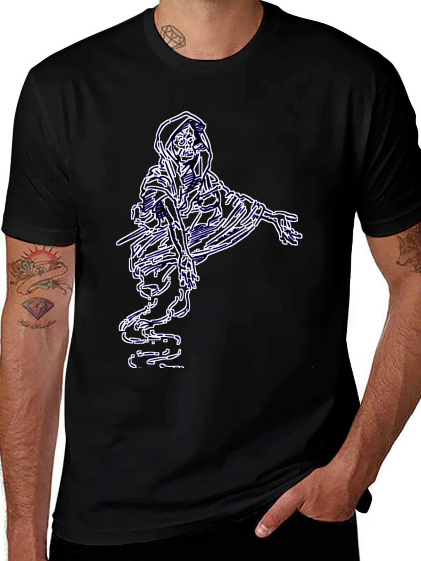 Variant 10 of Grim Reaper Graphic Tee - Black Cotton T-Shirt