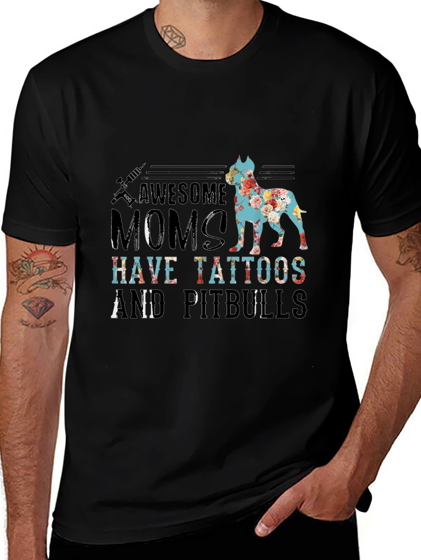 Variant 5 of Awesome Tattooed Moms Pitbull Graphic T-Shirt